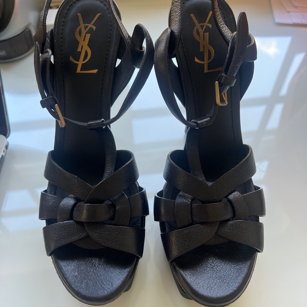Saint Lauren's Leather Platform Sandals